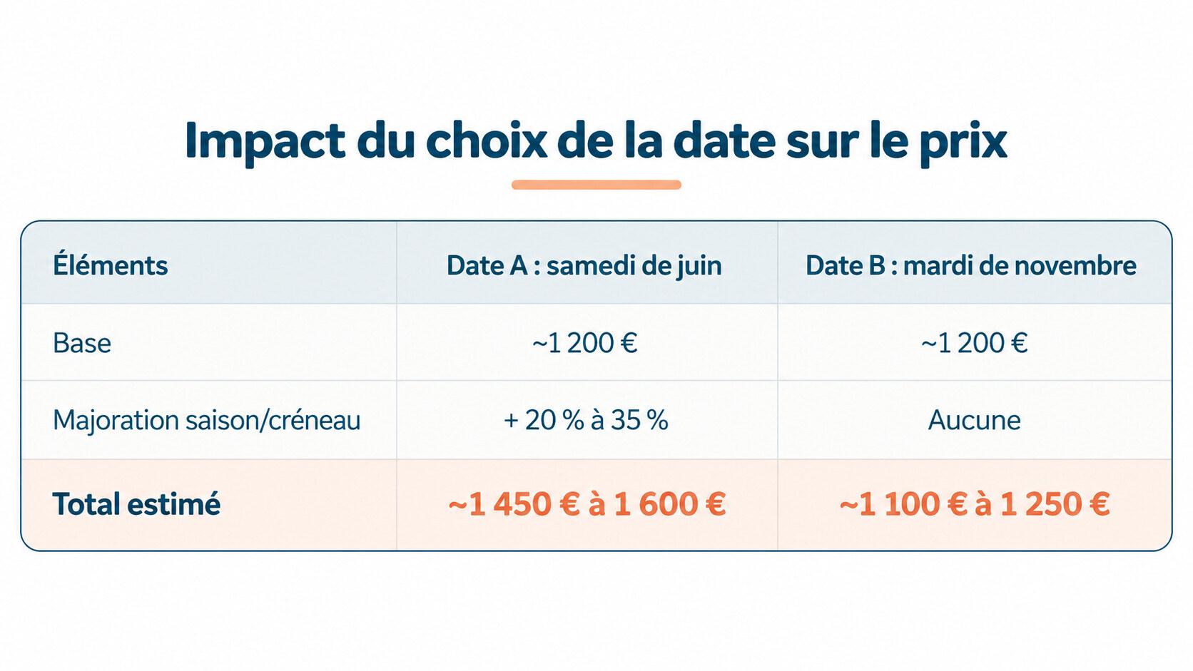 Impact du choix de la date sur le prix